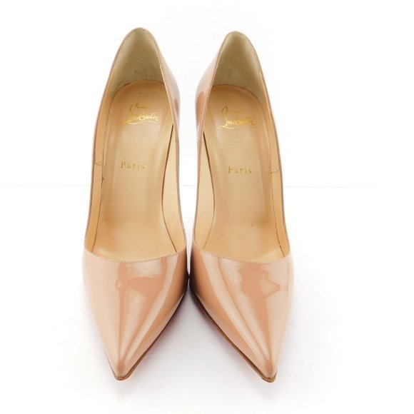 CHRISTIAN LOUBOUTIN Blush Nude Beige Patent Leather Heel Pump 40 - Picture 3 of 8